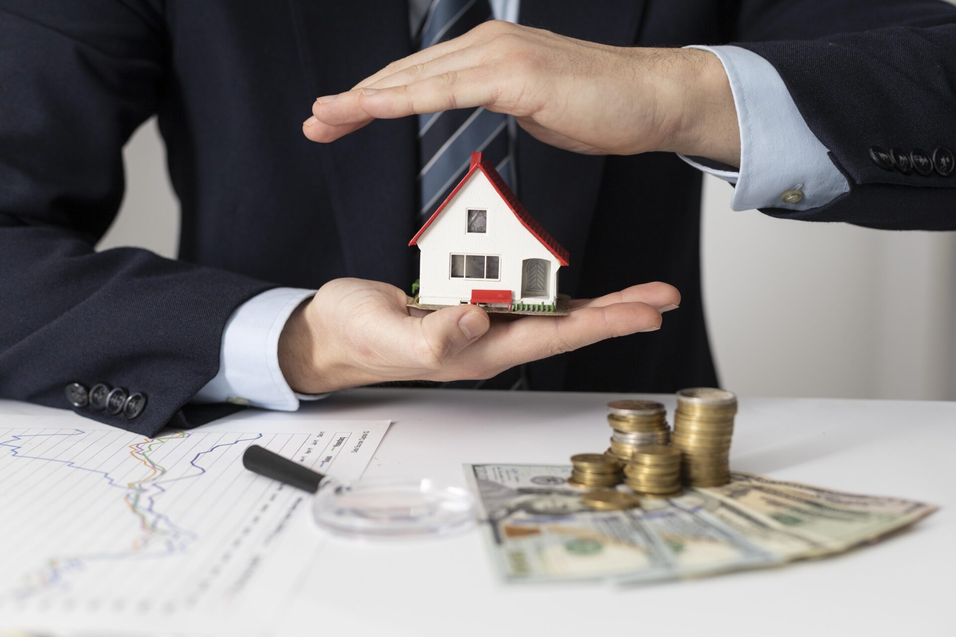 front-view-house-investments-elements-composition front-view-house-investments-elements-composition